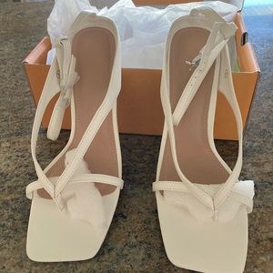 White womens stiletto dress sandals party evening shoes